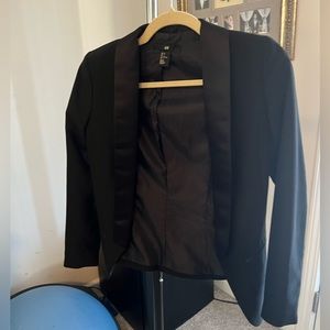 H&M black blazer with satin detail